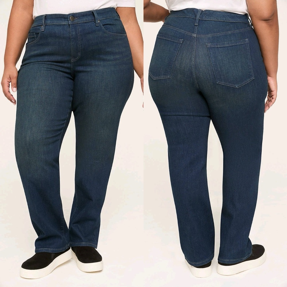 Lane Bryant Straight Genius Fit Dark Wash Plus Size 20P Petite NEW #172